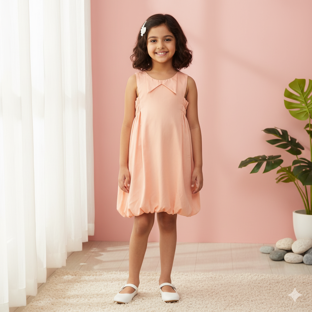 Balloon Dress with Smocked Panels